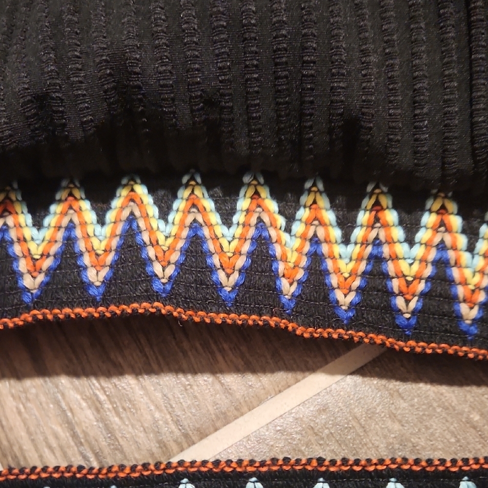 Womens Black Bikini with Colorful Zigzag Trim Size Large - Picture 2 of 2